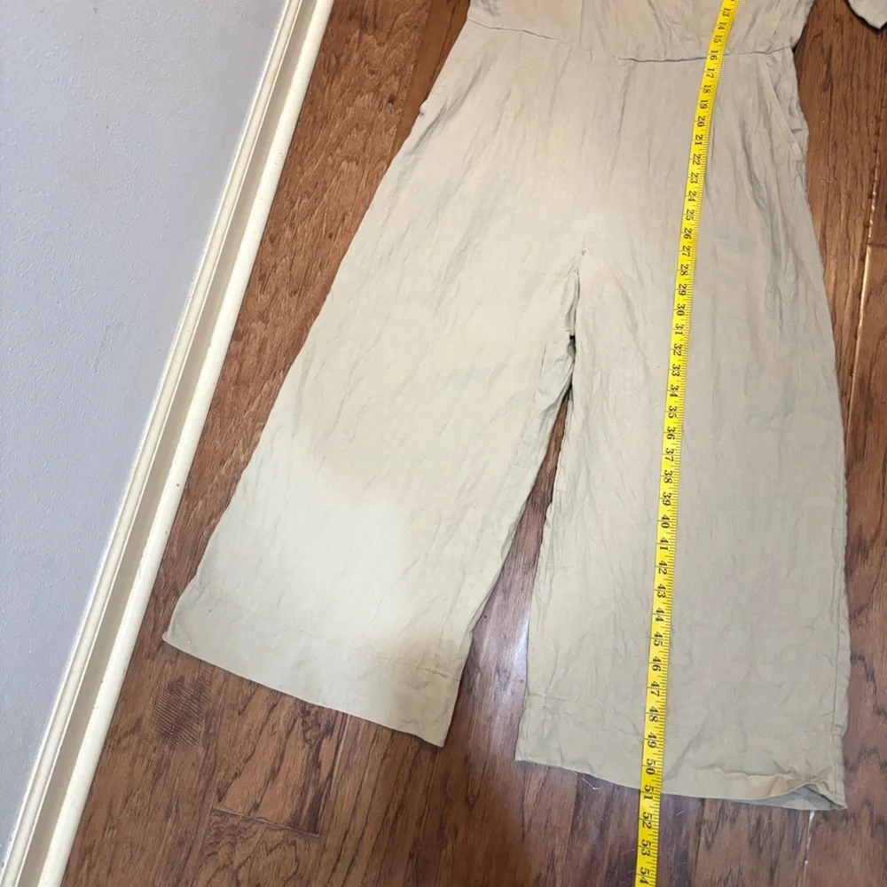 Everlane 100% European Flax Linen Wrap Jumpsuit – Size 0 Neutral Wide Leg